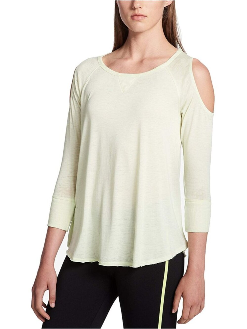 Calvin Klein Womens Performance Cold Shoulder Long Sleeve Top